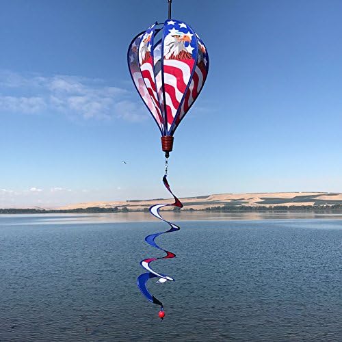 In the Breeze Patriot Eagle 6-Panel Kinetic Hot Air Balloon Wind Spinner,12" W x 42" H x 12" D,1048