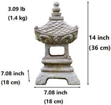 Asian Solar Zen Pagoda Garden Statue 14 Inch, Outdoor Japanese Lamp Lantern for Home Garden Landscape Décor (14 inch Pagoda)