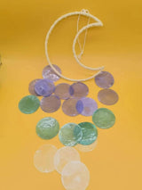 Capiz Seashell Wind Chimes - Small, Unique, Handmade Natural Seashell Wind Chimes for Outside (Blue, 1 Pack)