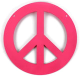Peace and Heart Staked Signs or Wall Art Rustic or Powder Coated Finishes (Small Peace Hanger 9", Neon Pink)