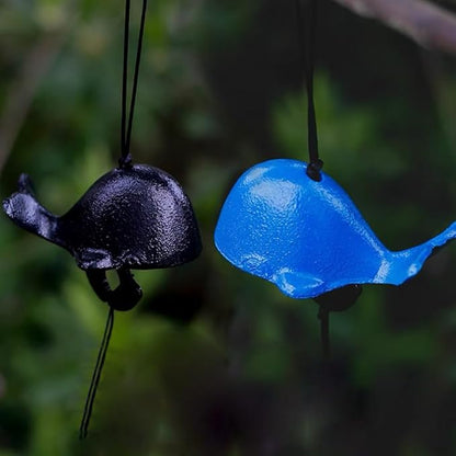 Japanese Bless Whale Small Wind Chimes Outdoor, Iwachu Cast Iron Lucky Temple Wind Bell Memorial and Sympathy Wind Chimes for Outside Good Luck for Garden, Patio, Balcony