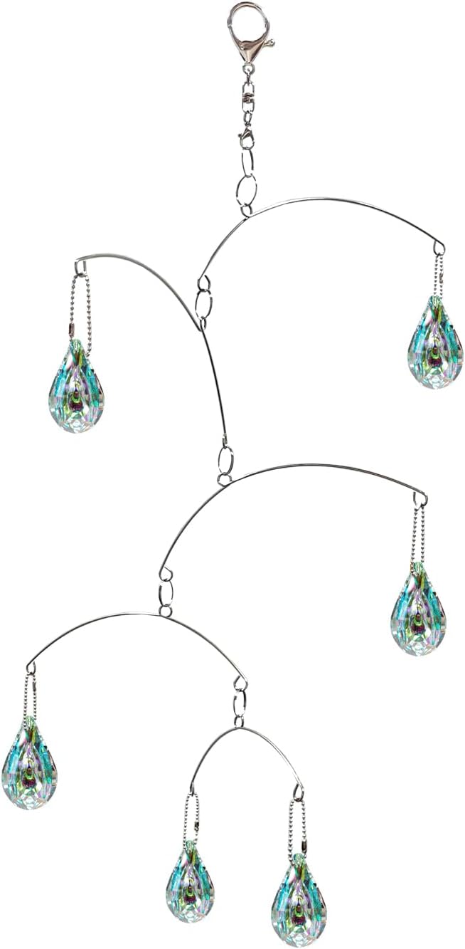 DIY Crystal Sun Catcher Wind Chime, Hanging Prisms Rainbow Maker Suncatcher for Home and Garden Decoration (FL-50AB-6PP)