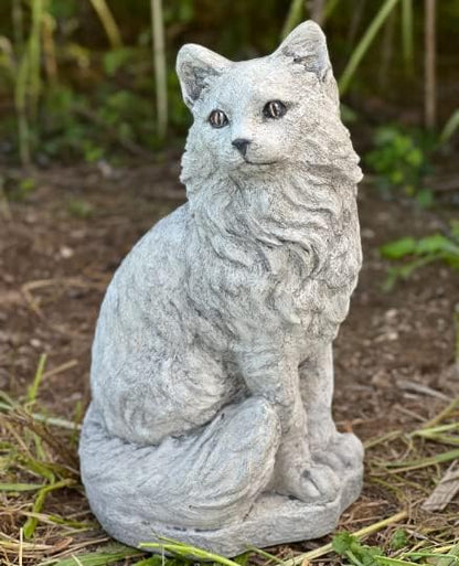 Cat Garden Statue Kitten Memorial Sitting cat Concrete Figure Outdoor Statue Pet Memorial Stone Cat Loss Gift Realistic Garden Decor