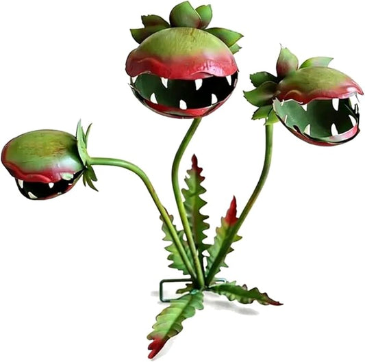 YILCER Metal Carnivorous Plant Garden Stake - Handmade Iron Venus Flytrap Yard Art Monster Gardens Venus Flytrap Decorative Garden Stake for Garden Gift Whimsical Flower Outdoor Decor Patio Lawn