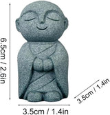 Mini Monk Buddha Statue Sandstone Statues Zen Monk Praying Statue Sculptures for Wealth Good Luck Feng Shui Decor Home Fish Tank Aquarium Garden (Style 10)