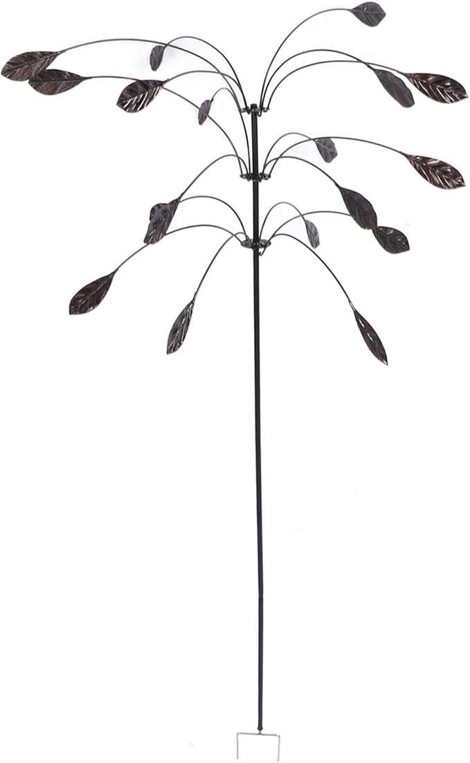Wind Spinner Kinetic Wind Spinner Falling Foliage Design Wind Sculpture, Rustproof Water Proof Heavy Duty Falling Foliage Kinetic Copper Triple Spinner for Outdoor Garden