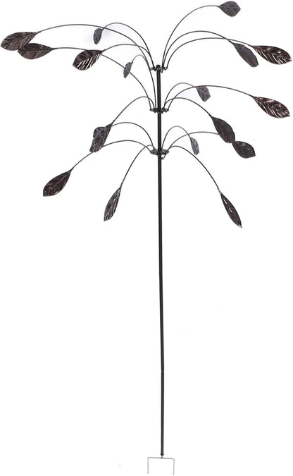 Wind Spinner Kinetic Wind Spinner Falling Foliage Design Wind Sculpture, Rustproof Water Proof Heavy Duty Falling Foliage Kinetic Copper Triple Spinner for Outdoor Garden