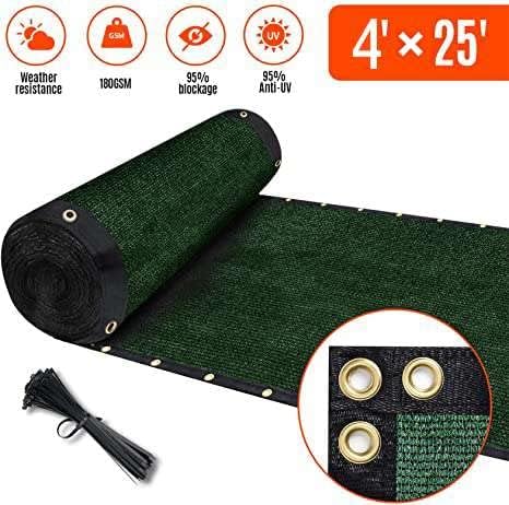 180GSM 4ft x 25ft Fence Privacy Screen Heavy Duty Fence Cover Garden Wall Backyard Dark Green