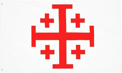 Jerusalem Cross Flag – 3x5 Ft Crusader Flag Knights Templar Banner with Brass Grommets – Vivid Color Double Stitched Durable Polyester Bandera de Decor Indoor Outdoor