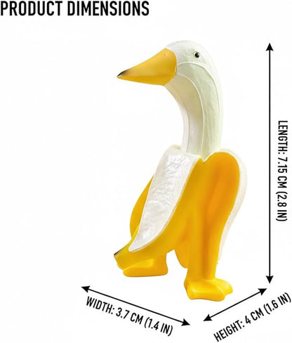 Resin Duck Figurines, Yellow and Green, 3 Inch Decorative Garden Statues, 2-Pack Whimsical Banana Duck Ornaments for Desk, Patio, Office