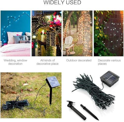 22FT Solar String Lights - 50 LED, 8 Modes, White