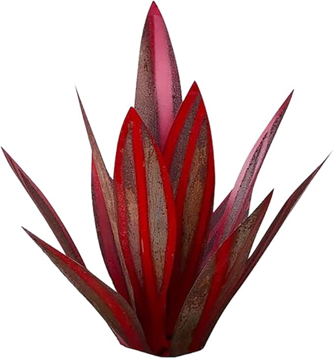Tequila Rustic Sculpture,Rustic Hand Painted Metal Agave Plant,DIY Metal Plant Garden Yard Sculpture, Dark Red Tequila Rustic Sculpture Metal Agave Plant Iron Art Agave Sculpture Statue