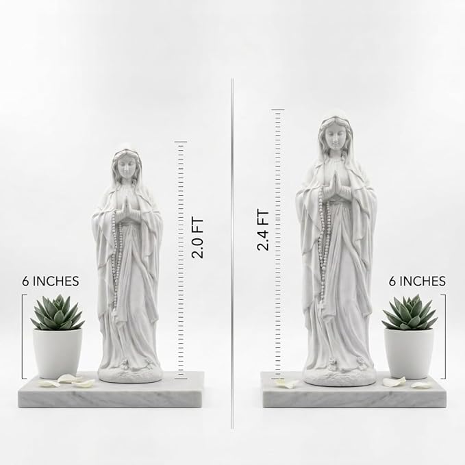 Virgin Mary Praying Statue 23.5 Inch Tall Religious Sculpture Magnesium Oxide Stone Outdoor Statue Garden Decorations Clearance for Home Lawn Yard Patio Hallway Decor