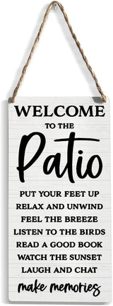 Rustic Patio Wood Sign Welcome Sign Patio Decor Farmhouse Home Family House Patio Wall Decor Hanging Wall Sign Wooden Wall Art Decor Decorative Plaque Sign for Home Porch Front Door Outdoor Bar