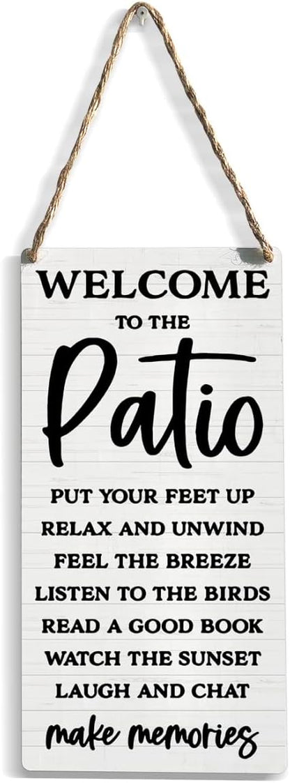 Rustic Patio Wood Sign Welcome Sign Patio Decor Farmhouse Home Family House Patio Wall Decor Hanging Wall Sign Wooden Wall Art Decor Decorative Plaque Sign for Home Porch Front Door Outdoor Bar
