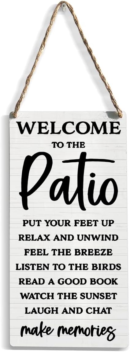 Rustic Patio Wood Sign Welcome Sign Patio Decor Farmhouse Home Family House Patio Wall Decor Hanging Wall Sign Wooden Wall Art Decor Decorative Plaque Sign for Home Porch Front Door Outdoor Bar