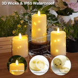 Flameless LED Candles - Waterproof Pillar Twinkle Starlight 2pc Ivory