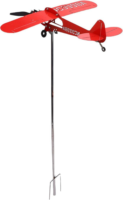 Airplane Wind Spinner Metal Windmill Outdoor Wind Sculpture Airplane Weather Vane for Yard Garden Ornaments, Gifts for Flight Lovers