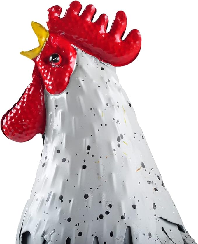 Metal Rooster Statue Garden Chicken Sculpture Decoration Metal Yard Art for Yard Outdoor Indoor Decoration (#E)