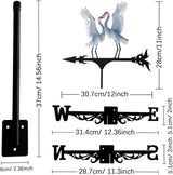 Colorful Red-Crowned Crane Weather Vane Metal Peacock Rooftop Weathervane Iron Wind Direction Indicator Garden Statue Yard Decor Lawn Ornament (Peacock Spreading) Crane a