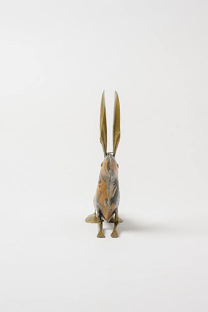 De Kulture Handcrafted Recycled Iron Gold Bunny Standing Decorative Collectible Figurine showpiece Beautify Home Office Holiday décor| Ideal for Garden Balcony Terrace Decoration,6x2x6.5 (LWH) inches