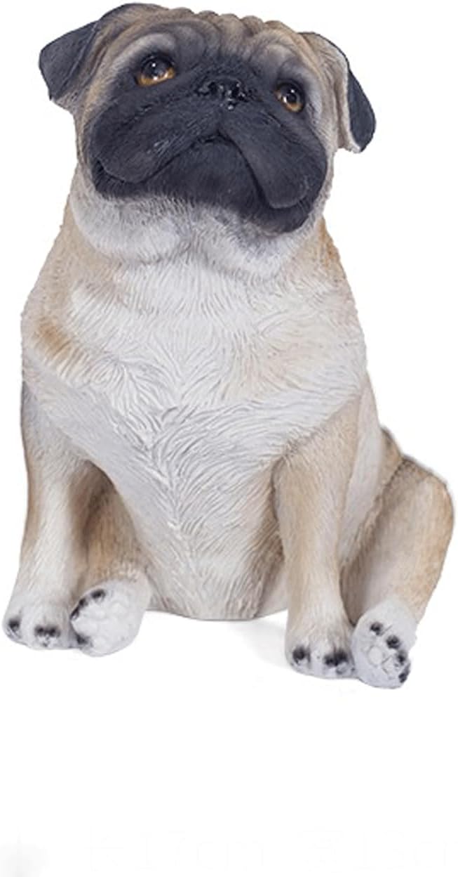 Garden Statues Realistic Lifelike Adorable Sitting Pug Dog Statue 8"/13" Tall Pet Pal Pugs Puppy Pup Dog Breed Collectible Resin Decor Figurine Yard Ornaments Decor