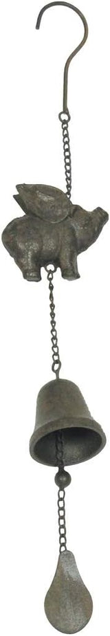 Treasure Gurus Rustic Flying Pig Wings Hanging Wind Chime Metal Patio Garden Art Front Porch Decor