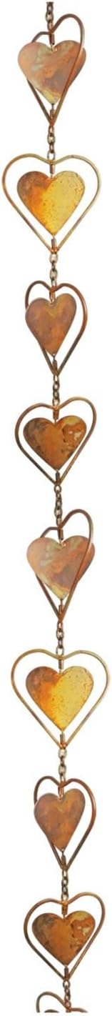Copper Rain Chain for Gutters Vintage Outdoor Garden Patio Decorations Hanging Chimes Heart Circle Watering Can Metal Rain Chain Rustic Farmhouse Porch Backyard Outside Home Decor
