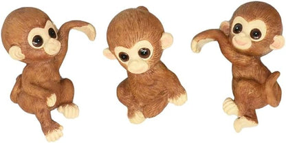 Ebrima Set of 3 Cute Animal Figurines Planter Pot Hanger Decorations, Resin Hanging Climbing Monkey Sculpture Outdoor Statues Ornaments for Flower Pot Garden Decor (3 Monkeys)