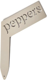 Planter Size Small Metal Garden Plant Vegetable Flower or Herb Markers 13.5 Inches Tall (peppers, Cream)