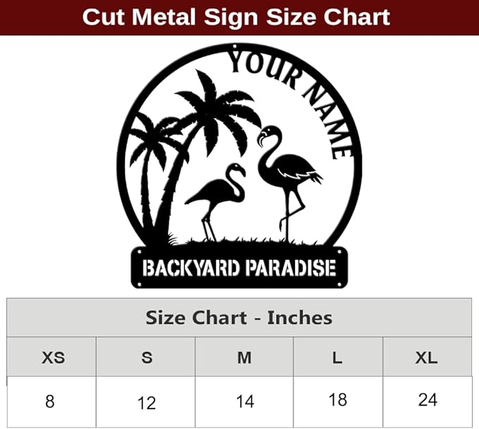 MeMate Flamingo House Signs, Flamingo House Metal Sign, Personalized Name Outdoor Sign, Flamingo House Outdoor Décor for Porch Deck Backyard Patio Pool, Flamingo Metal Sign Housewarming Gift for Family Friend 05