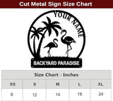 MeMate Flamingo House Signs, Flamingo House Metal Sign, Personalized Name Outdoor Sign, Flamingo House Outdoor Décor for Porch Deck Backyard Patio Pool, Flamingo Metal Sign Housewarming Gift for Family Friend 05