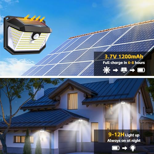 Solar Lights Outdoor, Motion Sensor Security Light, 178 LED, 4 Pack