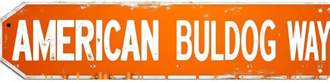 American Bulldog Tin Decor 16 * 4 Inches "AMERICAN BULDOG WAY" Pet Room/Patio Wall Art - Retro Dog Accent, Bulldog Decor, Pet Metal Sign