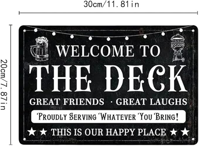 ZiCooL Metal Welcome to The Deck Wall Art, Creativity Art Decorations, Garden Sign Outside Decor，Wall Sculpture， Hanging Sculpture for Living Room Dining Room Bedroom Yard Outdoor Decor