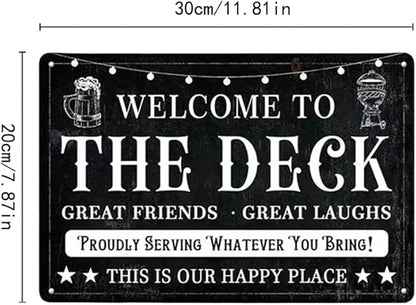 ZiCooL Metal Welcome to The Deck Wall Art, Creativity Art Decorations, Garden Sign Outside Decor，Wall Sculpture， Hanging Sculpture for Living Room Dining Room Bedroom Yard Outdoor Decor