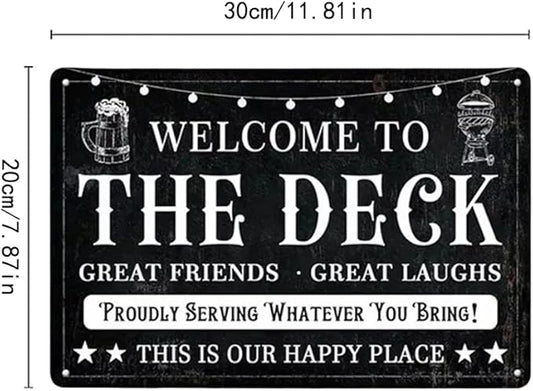 ZiCooL Metal Welcome to The Deck Wall Art, Creativity Art Decorations, Garden Sign Outside Decor，Wall Sculpture， Hanging Sculpture for Living Room Dining Room Bedroom Yard Outdoor Decor