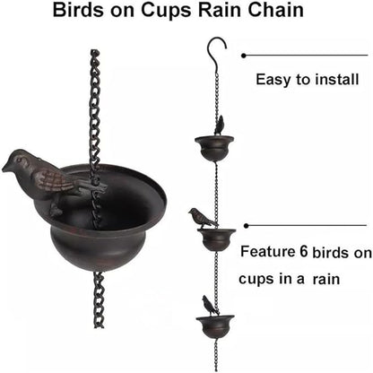 Decorative Metal Bird Rain Chain for Balconies and Porches Transform Your For Outdoor Area into a Relaxing Retreat