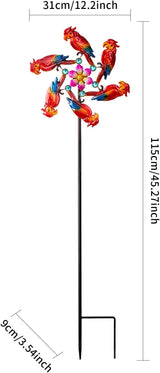 44" Parrot Garden Wind Spinners - Metal Outdoor Stakes Kinetic Wind Spinner Windmills Decor, Wind Sculpture Yard Art Decorations for Patio, Lawn & Garden