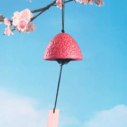 Japanese Sakura Ball Traditional Lucky Small Wind Chimes for Outside, Pink Iwachu Cast Iron Bless Temple Wind Bell Memorial and Sympathy Wind Chimes Indoor Garden Bell, Patio, Balcony
