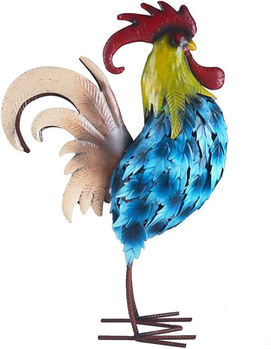 Metal Rooster Statues Vintage Outdoor Garden Decor for Patio Lawn Backyard