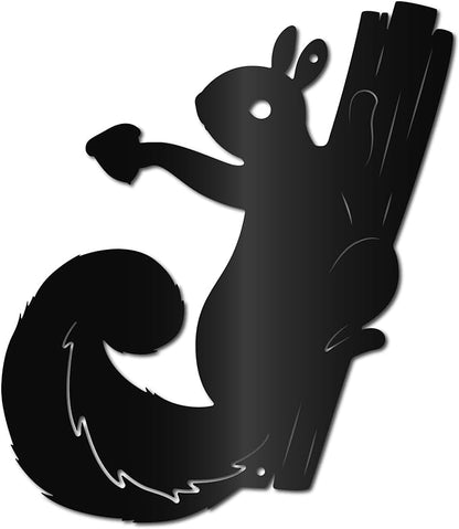 CREATCABIN Metal Squirrel Wall Decor Black Wall Decor Animal Sculptures Wall Hanging Decor Squirrel on Tree Branch Wall Art for Home Office Living Room Bedroom Indoor Outdoor Decoration 11.8x10Inch