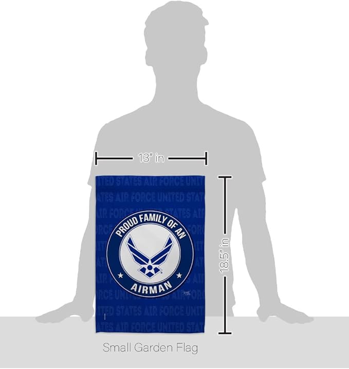 Proud Family Airman Garden Flag - Armed Forces Air Force USAF United State American Military Veteran Retire Official - House Decoration Banner Small Yard Gift Double-Sided Made in USA 13 X 18.5