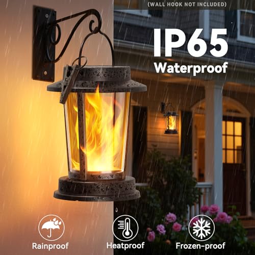 Solar Lanterns Outdoor - Waterproof Flickering Flame