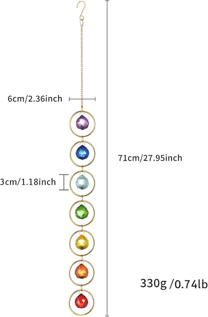 7 Chakra Crystal Suncatcher, Healing Chakra Window Ornament, 30mm Crystal Ball Sun Catcher, Hanging Rainbow Maker, Meditation, Fengshui, Yoga (Multiple Colors)