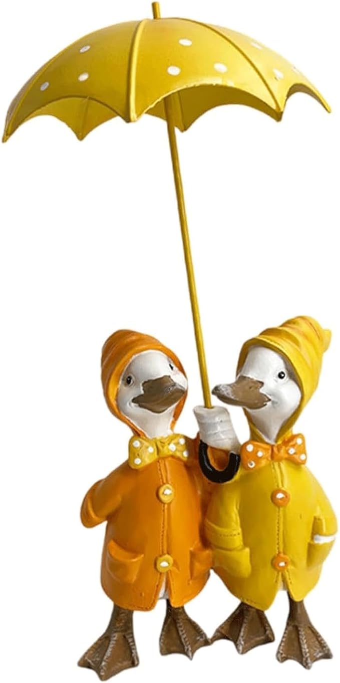 Garden Statues Duck Holding Umbrella Statue Resin Figurine Creative Craft Ornament Animal Sculpture Garden Decor Umbrella Yard Statue Yard Ornaments Decor