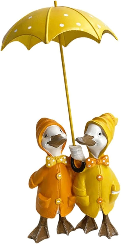 Garden Statues Duck Holding Umbrella Statue Resin Figurine Creative Craft Ornament Animal Sculpture Garden Decor Umbrella Yard Statue Yard Ornaments Decor