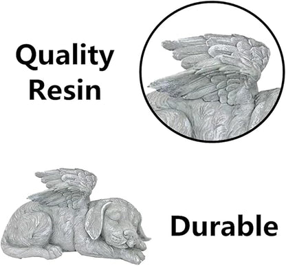 Dog Angel Wings Ornament Dog Angel Statue Mini Animal Statu for Garden Tombstones or Lawn Decoration