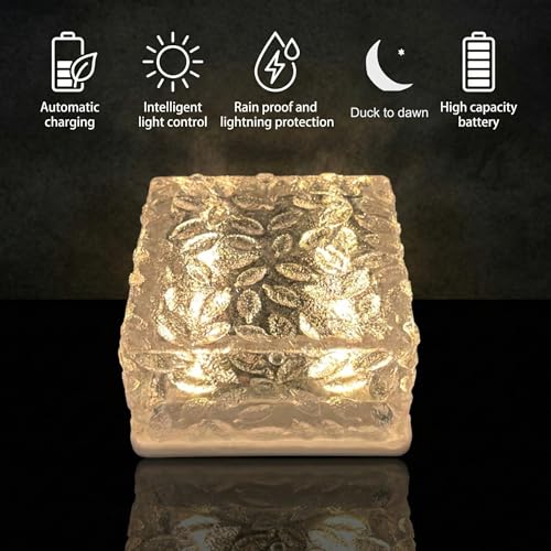 Solar Brick Lights - Warm White, 8-Pack, Waterproof Square