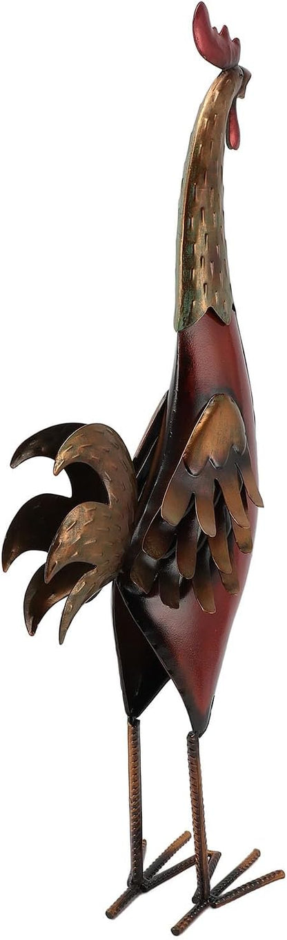 Zerodis Metal Rooster Garden Statue, Iron Chicken Sculpture Yard Art Lawn Ornament for Outdoor Garden Home Decor